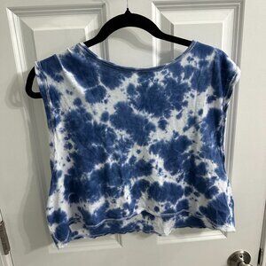 American Eagle Blue Cropped Tank Top Size Medium